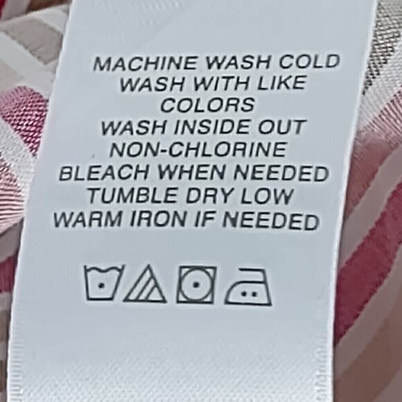 Liz Claiborne 100% Cotton White Tan Pink Striped Button Down Shirt Size Petite M - Picture 14 of 14